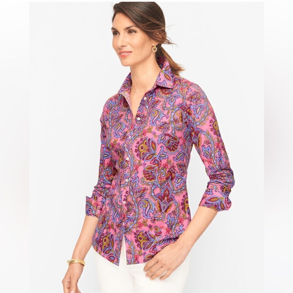 Talbots Multicolored Paisley Button Down Top (Size: XS) - Picture 1 of 12